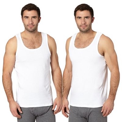 Pack of two white cotton vests